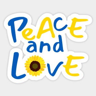 I stand with Ukrainian. Sunflower, peace and love. Sticker